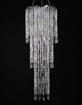 FlavorThings Sparkling iridescent beads chandelier close-up highlighting 3-tier design for weddings