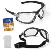 Flaya adjustable safety glasses with strap for secure fit during outdoor tasks.