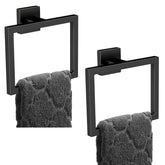 FLE matte black square towel ring two-pack for bathroom organization