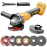 Fledukten cordless angle grinder showing DeWalt 20V MAX compatibility for easy battery pairing.