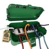 Flemoon outdoor box side view shows six ports for tidy cord management.