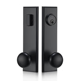 FLIRABBIT modern front door handle knob in matte black, adds contemporary curb appeal.