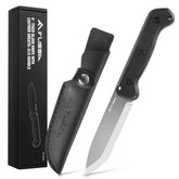 FLISSA 9-inch fixed blade knife with D2 steel blade for camping and bushcraft tasks.
