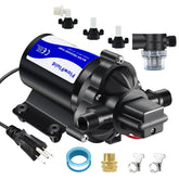 FlowFluid water pump installation for simple irrigation and transfer tasks.