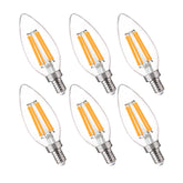 FLSNT LED candelabra bulb in packaging showing 6-pack convenience and energy efficiency.