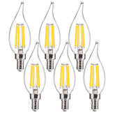FLSNT LED candelabra bulb in clear glass, dimmable for daylight ambiance.