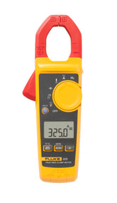 Fluke 325 clamp meter with true RMS display for precise mains measurements.