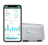 Flume 2 smart water monitor front view showing compact design for meters.