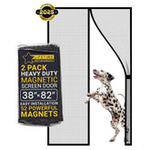 Flux Phenom Magnetic Screen Door 2 pack with setup view showing easy installation