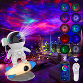 FlyLily Astronaut Galaxy Projector front view showcasing vivid nebula colors for cozy ambiance