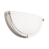 Flynix 13-inch half-moon sconce in brushed nickel for elegant ambient lighting
