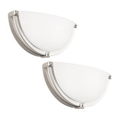 Flynix half moon wall sconce in brushed nickel front view for bathroom vanity lighting.