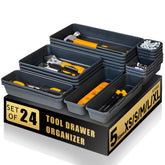 FLYVOLE toolbox organizer tray 24-pack showing multi-size compartments for easy tool sorting.