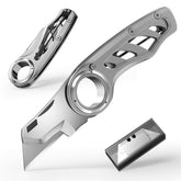 Fmeida folding utility knife with aluminum body provides sturdy grip for precise cuts.