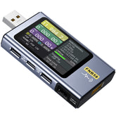 FNIRSI FNB58 display readout shows voltage and current in real time for quick checks.