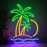 Folkive Coconut Tree Neon Sign glows vibrant island colors for bright wall decor.