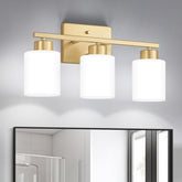 FonmYim gold bathroom light over mirror shows bright, even illumination for grooming.