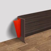 FONUNO vinyl wall base brown wood grain protects walls and floors in a living space.