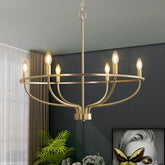 FookChak 6-light gold chandelier pendant adds bright ambiance to your dining space.