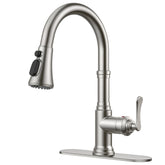 FORIOUS antique kitchen faucet with pull-down, brushed nickel finish for reliable daily use