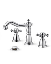FORIOUS 8-inch-wide chrome faucet adds vintage charm to the vanity.