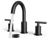 FORIOUS black bathroom faucet 3-hole 8-inch spread with a modern matte finish