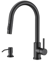 FORIOUS black kitchen faucet with pull-down sprayer for flexible washing tasks