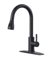 FORIOUS black kitchen faucet with pull-down sprayer and high-arc spout for easy rinsing