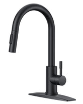 FORIOUS black kitchen faucet with pull-down sprayer for versatile dishwashing and filling