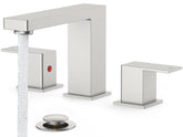 FORIOUS brushed nickel bathroom faucet front view with 3-hole design for modern sinks