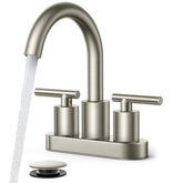 FORIOUS brushed nickel faucet with a 4-inch centerset for reliable water flow.