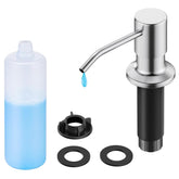 FORIOUS brushed nickel soap dispenser with 500ml bottle for easy top-fill refills.