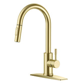 FORIOUS Gold faucet with gooseneck spout for high-arc reach and style