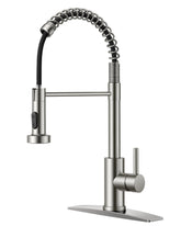 FORIOUS kitchen faucet in brushed nickel with pull-down spray for versatile tasks