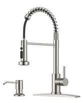 FORIOUS kitchen faucet with brushed nickel finish offers durable, modern style.