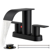 FORIOUS matte black faucet with waterfall spout for a 4-inch centerset sink