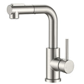 FORIOUS modern bar sink faucet with brushed nickel finish and pull-out sprayer for easy cleaning tasks.