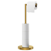 Forious brushed gold toilet paper holder stand adds stylish stability near the sink