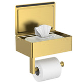 FORIOUS toilet paper holder with shelf in brushed gold wall mount keeps essentials within reach