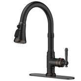 FORIOUS vintage kitchen faucet pull-down sprayer enhances efficiency with versatile cleaning.