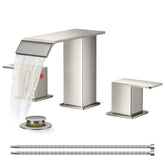 FORIOUS widespread faucet in brushed nickel for 3-hole sinks with modern elegance and durability