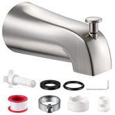 Fosenlion universal tub spout with diverter shows broad compatibility for slip-fit and threaded piping.