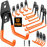 Fosiweelo garage hooks pack holds ladders securely for easy access and organized storage.