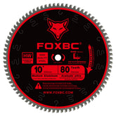 FOXBC 10-inch saw blade exterior shows 80-tooth TCG for clean cuts.
