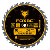 FOXBC 10-Inch thin kerf rip blade closeup for clean, fast ripping in wood