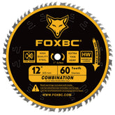 FOXBC 12-inch 60-tooth combination blade ready for clean cuts with a 1-inch arbor