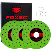 FOXBC 4-1/2 inch diamond cut-off disc mounted on an angle grinder for multi-material cuts