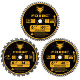 FOXBC 6-1/2 inch saw blade pack with mixed teeth for versatile wood cutting