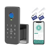 Foxgard fingerprint door lock front view showing secure, keyless entry for home or office