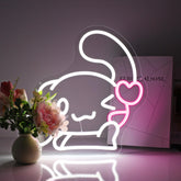 FPLL Neon Sign wall decor with white glow boosts bedroom ambiance.